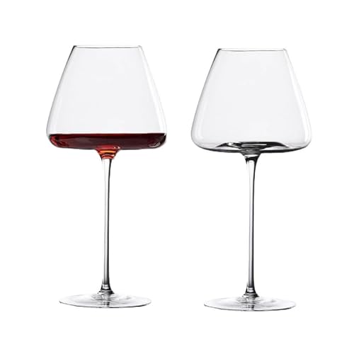 NireHoris Set di 2 bicchieri da vino, 720ml Bicchieri da vino scanalati, vetro trasparente, bicchieri di vetro con stelo lungo per vino rosso e bianco, bicchieri da vino lavabili in lavastoviglie