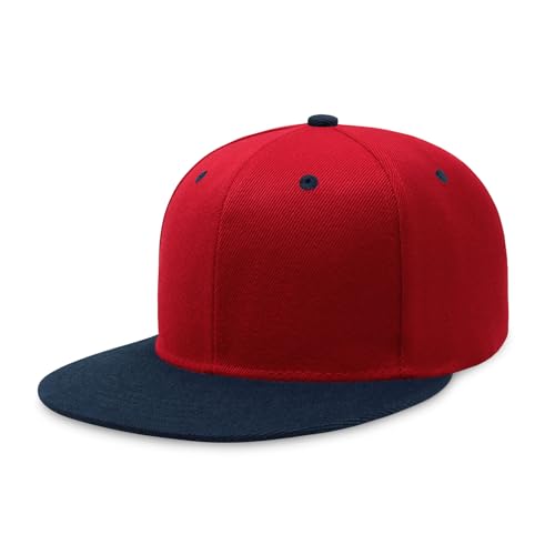 Image of CHOK.LIDS Flat Bill Visor Classic Snapback Hat Blank Adjustable Brim High Top End Trendy Color Style Plain Tone Baseball Cap
