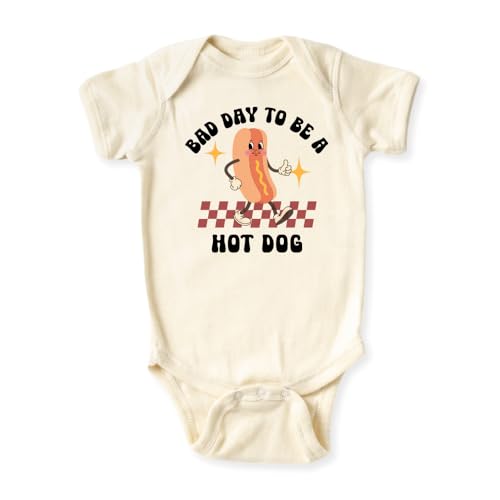 MangoHouse Bad Day To Be A Hot Dog Retro Graphic Baby Bodysuit, Toddler And Kids T-Shirt – Funny Hot Dog Design