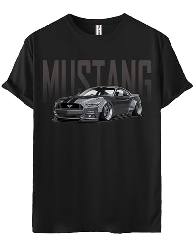 Image of Khakey Tshirt for Boy Mustang Car Printed Trendy Cotton Tshirts Half Sleeve Casual Wear
