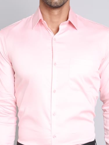 Image of Indian Needle Light-Pink Men's Cotton Solid Formal Shirt. (Light-Pink, XL)
