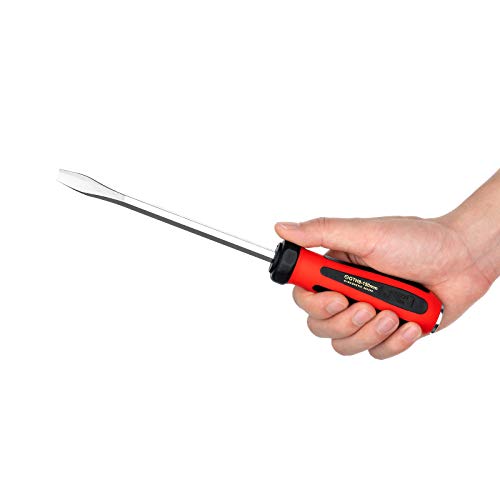 Jetech Striking Cap Go-Through Slotted Screwdriver, S2 Steel Flathead with Magnetic Tip, Ergonomic Soft Grip TPR Handle, 8x150mm