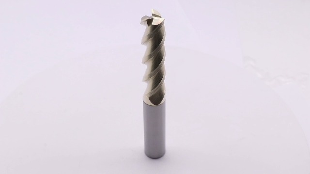 Image of 1 /2 inch 3 Flute Solid Carbide Long End Mill, 4 inch Overall Length, ZrN Coated | 45 Helix, 1 /2 inch Cutting Dia, 1 /2 inch Shank Dia, 2 inch Length of Cut, for Milling Aluminum and Copper, Square End