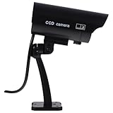 Cabilock Attrappe Überwachungskamera mit Rotem Blinklicht Realistische Dummy Kamera aus Abs für Haus und Lager Inklusive Montagehalterung und Schrauben Schwarz