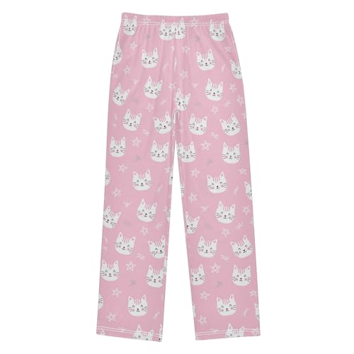 J JOYSAY Cartoon Cat Star Pink Pajamas Pants Soft Long Pajama Bottoms Lounge Sleep Pants Size S-XL