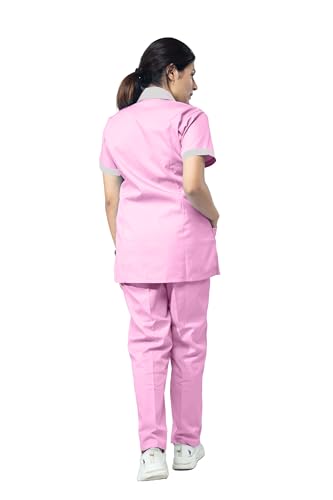 Image of UNIFORM CRAFT Poly Cotton Twill Nurse Uniforms - Ideal for Nurse uniforms for Women | Clinic uniforms for Women | Hospital uniforms for Nurses | Hospital Uniform, NT04 Pink and Grey (3XL)