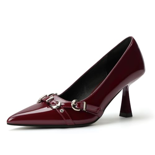 Image of IDIFU Kitten Heels Pumps Closed Pointed Toe Dress Shoes for Women