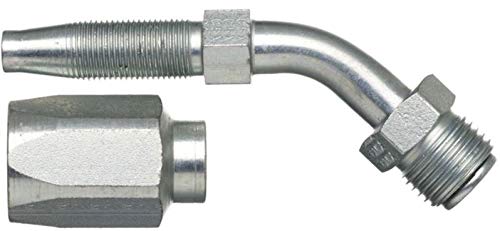 Gates 4C5-4RMIX45 Field Attachable for C5C, C5D and C5M Hose, Male SAE 45 Flare Inverted Swivel, 45 Bent Tube, Steel, 3/16" ID