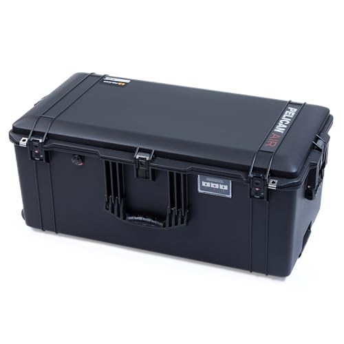 ColorCase Pelican Air 1646 Case Black - Large Size Waterproof Case with Pick & Pluck Foam & Convoluted Lid Foam - Black Handles & TSA Locking Latches