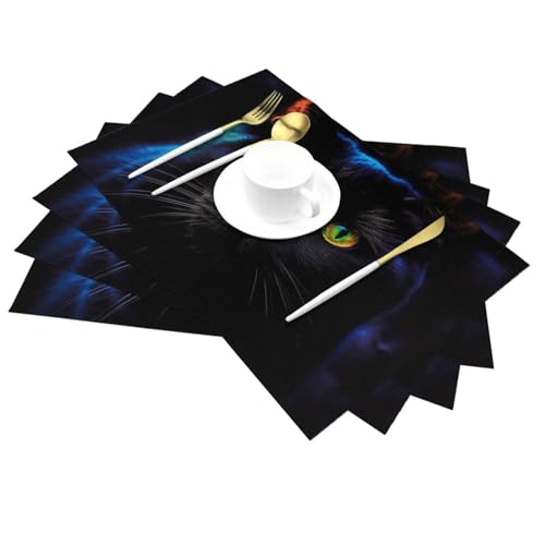 Set de table PVC chat noir lavable 45x30 cm | Lot de 4 - 4