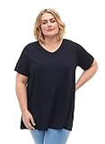T-Shirt mit kurzen Ärmeln Zizzi Damen Große Größen T-Shirt Baumwolle Modal A-Linie Gr 54-56 Navy Blazer