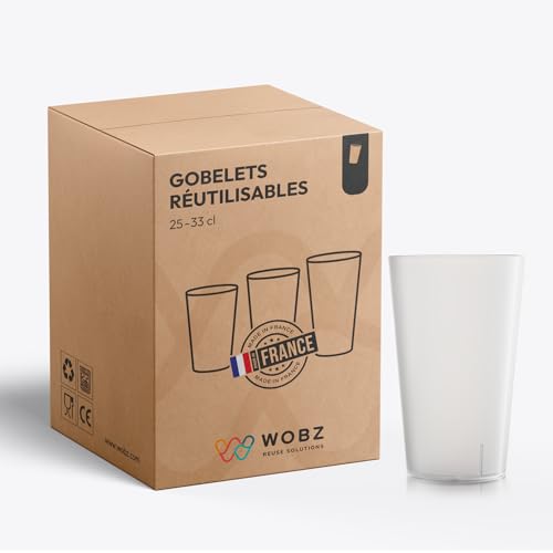 Wobz - Gobelet Plastique Transparent - 25 cl - Fabriqué En France - Polypropylène - Pack de 25