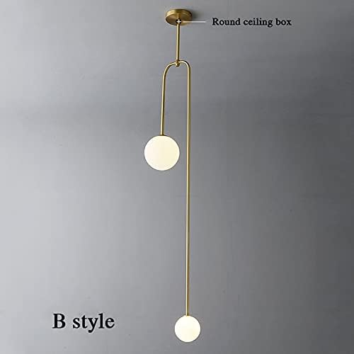 UDIIX Muur licht, Wandkandelaars, Nordic Slaapkamer Nachtkastje Restaurant Hanglamp Bar Eenvoudige Woonkamer Achtergrond Muur Led Creatieve Glazen Bol Messing Lamp (Kleur: Messing-b, Maat: Koud Wit) (Color photo 2