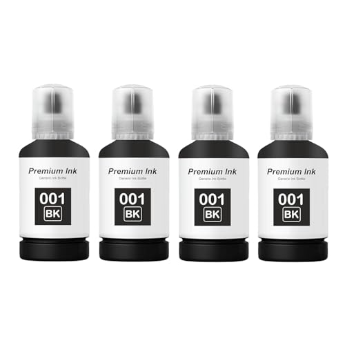 Image of 001 Ink Compatible with Epson L3110, L3150, L3152, L3156, L3210, L3211, L3215, L3216, L3250, L3252, L4260, L5190, L1110, L4150, L6170, L4160 Printer (001 Black Ink 4 Pcs)