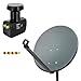 Produktbild PremiumX Satelliten-Komplettanlage 80cm Satellitenschüssel Anthrazit Satellitenantenne Twin LNB 4X F-Stecker, 1 SAT für 2 Teilnehmer