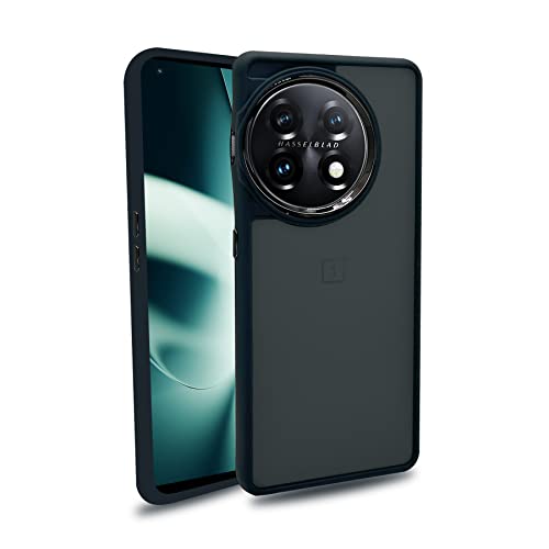 Image of A rtistque Frosted Translucent Back Cover Case for Oneplus 11 5G | Electroplated Chrome Ring | Raised Camera Edges for Protection | Smooth Sides TPU - Black