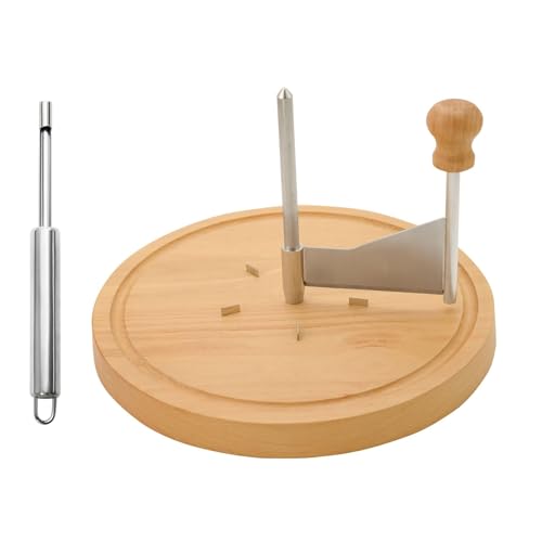 Longtor Cheese Curler Wheel Cutter & Cheese Coring Tool, Dual Use for Cheese and Chocolate with Wood Base, Gourmet Tool for Restaurants, Dessert Shops and Home Kitchen for Adult Use