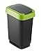 Rotho Twist Cestino con Coperchio, Plastica (PP) senza BPA, Nero/Verde, 10 L, 24.8 x 18.1 x 33.0 cm