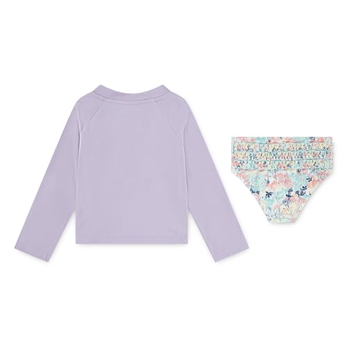 Image of Hurley Baby and Toddler Girls' Long Sleeve Rash Guard Swim Suit 2-Piece Outfit Set