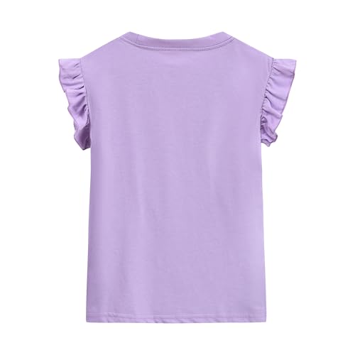 Girls Short Sleeve Shirts Casual Toddler Ruffle T Shirt Kids Bee Tank Top Mermaid Ice Cream Summer Crewneck Tees 2-7 Years3