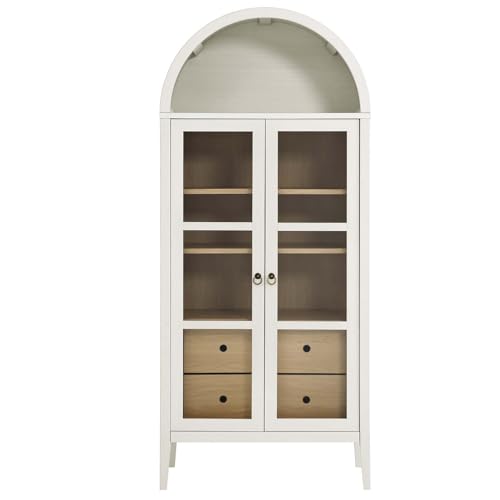 Modway EEI-6639-WHI-OAK Nolan Tall Arched Storage Display Cabinet, White Oak thumb #4