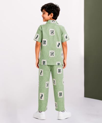 Image of 3BROS Unisex Pure Cotton Short Sleeve Kids Night Dress for Boys & Girls Nightwear /Sleepsuit /Sleepwear /Loungewear Night Suit for Boys and Girls Top and Pyjama Combo Set