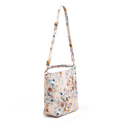 Vera Bradley Women's Performance Twill Oversized Hobo Shoulder Bag, Peach Blossom Bouquet, One Size
