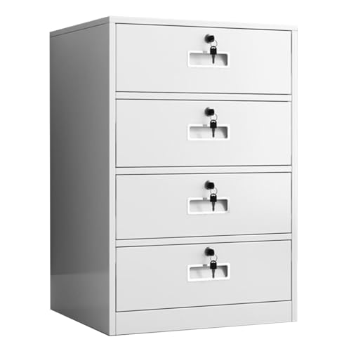 Armoire de classement fine en acier avec 4 tiroirs verrouillables – Rangement sécurisé pour bureau à domicile – A4 et classeur Orga – Solution gain de...