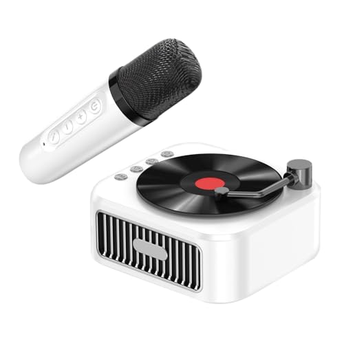 Altavoz de karaoke con micrófono, máquina de karaoke inalámbrica con micrófono, reproductor de música portátil retro, de canto portátil para