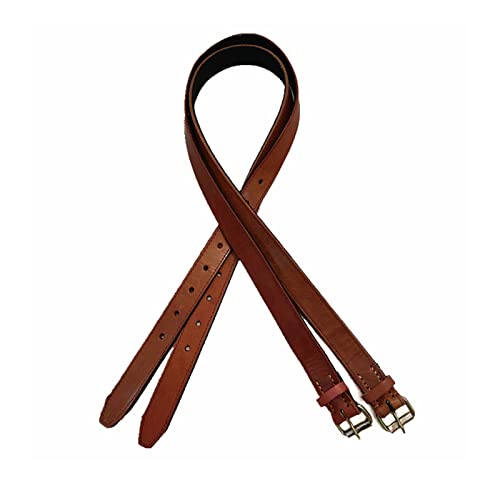 DFERTG Ceinture d'étrier, Sangle d'étrier en Cuir, Boucle en Acier Inoxydable, Housses d'étrier, Cuirs d'étrier, Accessoires de Cheval, Fournitures équestres(Size:110cm/43in,Color:Deux) Cover