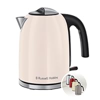 Russell Hobbs Wasserkocher [1,7L, 2400W] Colours Plus Jasmine (Edelstahl-Akzente, Schnellkochfunktion, Wasserstandsanzeige, Herausnehmbarer Kalkfilter, Energiesparend, Ausgusstülle) Teekocher 28510-70