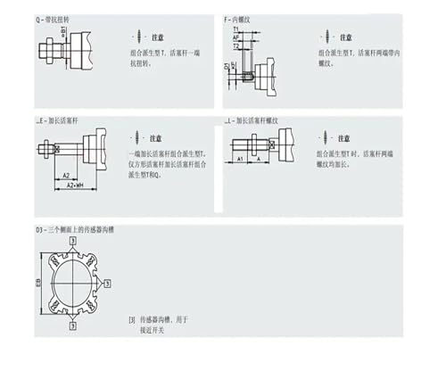 Cylindre standard DSBC-125 robuste en aluminium anodisé pour haute pression