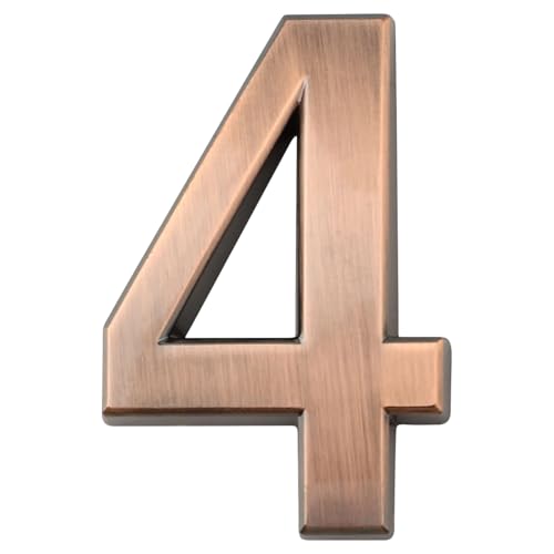 Cozylkx Numero Civico in Bronzo, 5 Cm, Numeri Civici in Stile Vintage, Insegne 3D per Cassette Postali, per Indirizzo di Casa, Appartamento, Camera D'albergo, Ufficio (Numero 4)