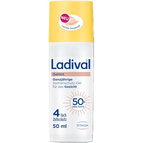 Ladival Getönt Sonnenschutz-Gel Gesicht LSF 50: Sonnencreme tönende BB Cream für ein ebenmäßiges Hautbild 24h Feuchtigkeit mit Hyaluronsäure & Glycerin getönte Tagescreme mit leichter Deckkraft 50ml