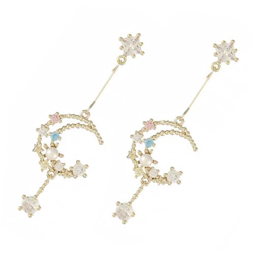 Holibanna 1 Par aretes borla espacio piedra de la tachuelas estrella light original pendientes orejas accesorio pendiente para la decoración pendiente para mujer pendiente largo cobre
