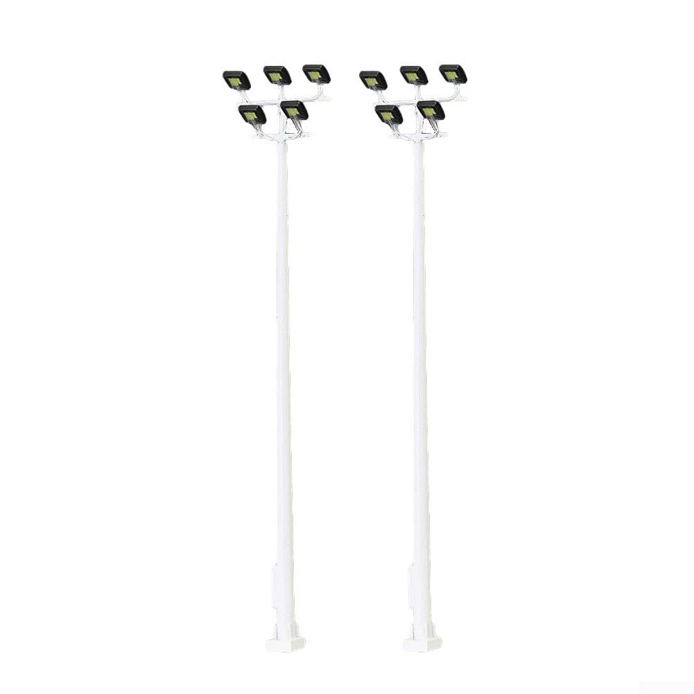 2 Pack N Scale Model Led Lamppost Lamps Square Field Street Lights For Trains And Building Layouts