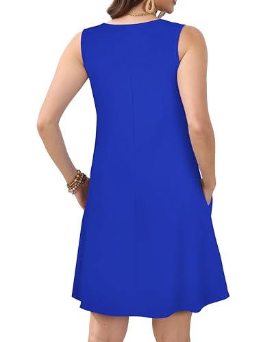Image of JOLIGAL Womens Summer Dresses Casual Sleeveless Tshirt Sundress Beach Cover Up with Pockets Loose Tank Dress 2026
