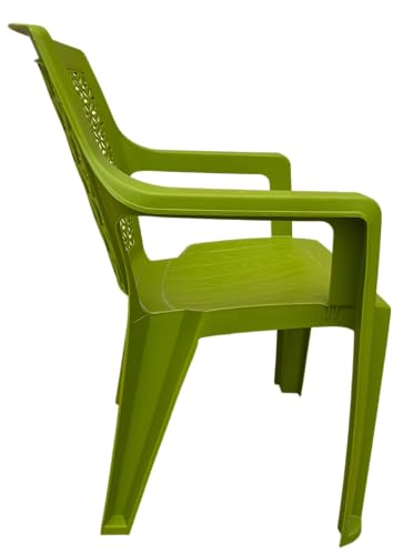 Image of SkyGlamour Cello Sonet Matt Finish Plastic Armchair | Mid Size Plastic Chair for Living Room, Home, Garden Indoor and Outdoor use |Bearing Capacity up to 120 Kg (Colour: Green; Set of 2)