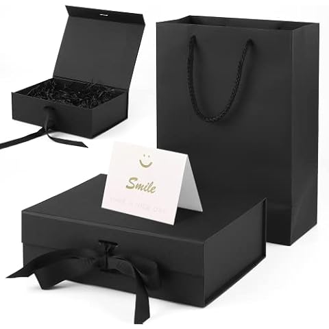soosable Schwarz Geschenkbox Set, Faltbare Magnetische Geschenkbox Cover