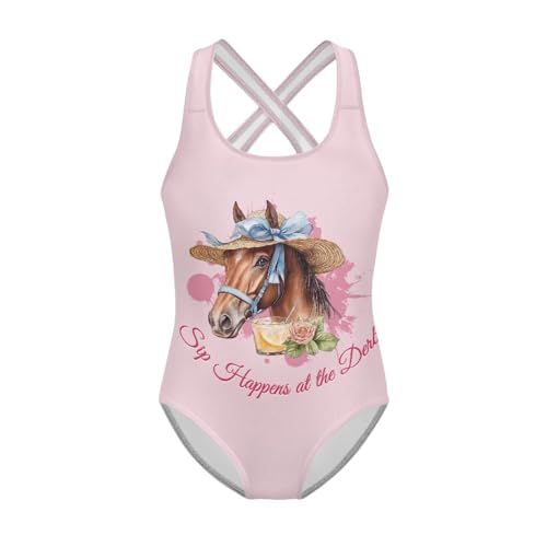 Image of WELLFLYHOM Girls Bathing Suits One Piece 5-14 Kids Full Coverage Swimsuits Cross Back Summer Swimwear for Beach Holiday