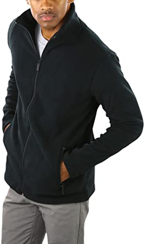 Image of ToBeInStyle Men's Zip Up Long Sleeve High Collar Polar Fleece Jacket