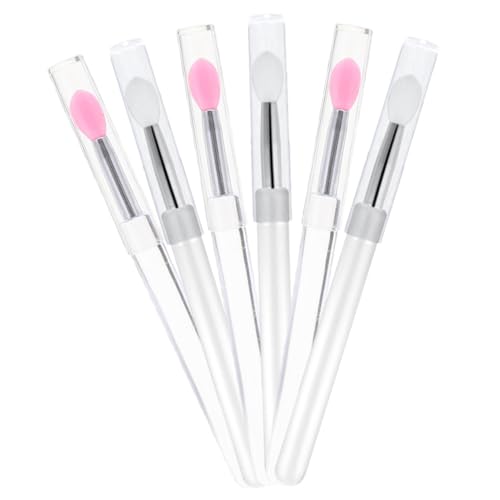 Baluue Convenient Lipstick Brush Applicator 6 Pack Silicone Lip Applicators Cap Easy to Carry Cle