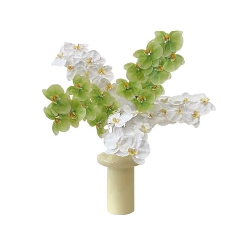 Flores artificiales en jarrones Ramo de simulación de Iris verde hidratante for el hogar, decoración de mesa for sala de estar, conjunto de flores falsas, sensación de mano Decoración de mesa