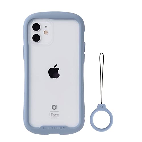 iFace Reflection iPhone 12 用 ケース 強化ガラス iPhone 12 Pro クリア ケース ストラップ セット(ペールブルー)【透明 耐衝撃 米国MIL規格取得 ストラップホール シリコン リングストラップ】