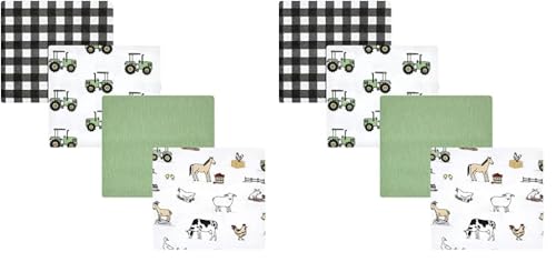 Image of Hudson Baby Unisex Baby Cotton Flannel Receiving Blankets, Boy Farm, One Size (Pack of 2)