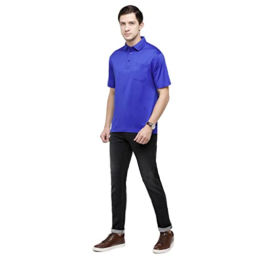 Image of Classic Polo Mens Solid Polo Neck Half Sleeve Regular Fit 100% Cotton Royal Blue Core T-Shirt (SEDOS-Snorkel Blue AF P XL)
