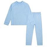 [YumeFlair] 子供用保温下着 ルームウェアセット キッズパジャマ パンツ 男の子 女の子 かわいい カジュアル 睡眠用 暖かい 吸湿速乾 単色長袖長ズボン 学生 ティーンエイジャー ファッション厚手コットンセーター 綿 春 秋 冬 ブルー 160 [並行輸入品]
