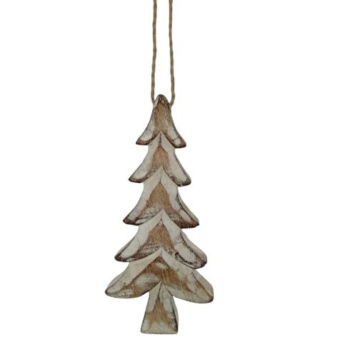 Set of 2 Rustic Wooden Christmas Tree Ornaments – Handcrafted