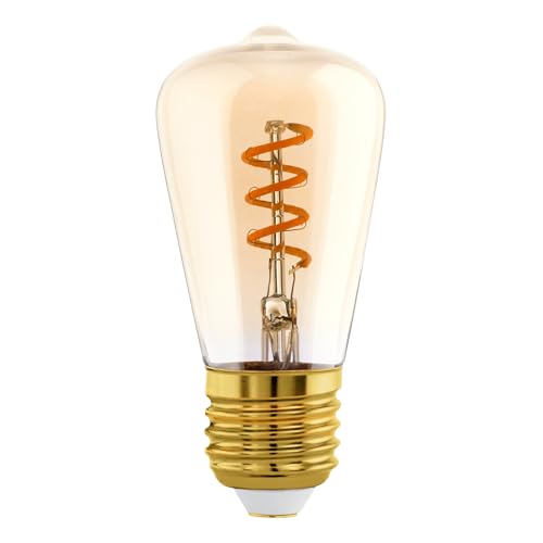 Eglo Lampe LED E27 dimmable, filament vintage spirale, ampoule Edison piston, éclairage rétro, 4 watts (équivalent 15 watts), 145 lumens, blanc chaud,...