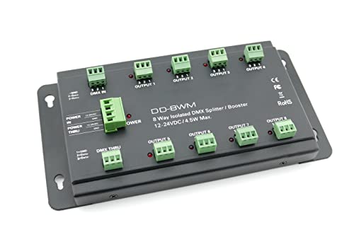 YULED DD-8WN 8-fach DMX/RDM Splitter Booster - DMX/RDM-Splitter-Booster 8 Ausgängen